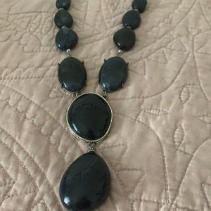 Blue “stone” statement necklace with extension